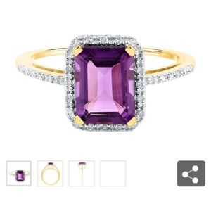 AMETHYST & 1/10 CT. TW. DIAMOND RING IN 14K Y GOLD